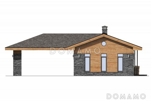 Проект хозблока с мастерской и навесом для двух машин / Фасад 3
