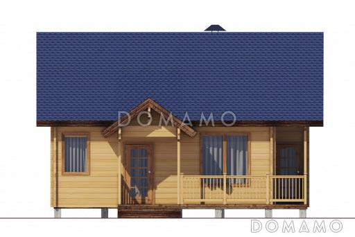 Проект дома из клееного бруса со вторым светом и двумя спальнями на мансардном этаже / Фасад 1 Проект дома из клееного бруса со вторым светом и двумя спальнями на мансардном этаже / Фасад 1