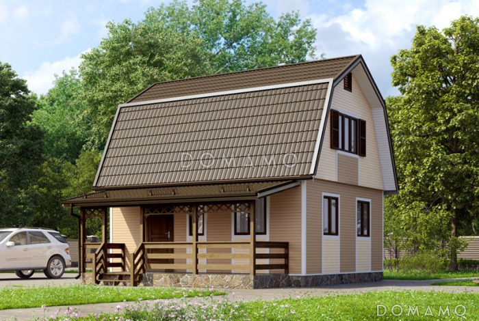 Проект дома с двухцветной отделкой фасада