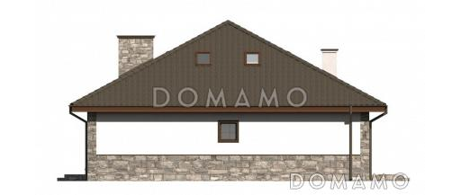 Проект одноэтажного дома из газобетона с мансардой и барбекю на террасе  / Фасад 2