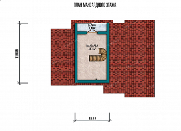 Проект двухэтажного дома с мансардой и гаражом / План мансардного этажа Проект двухэтажного дома с мансардой и гаражом / План мансардного этажа