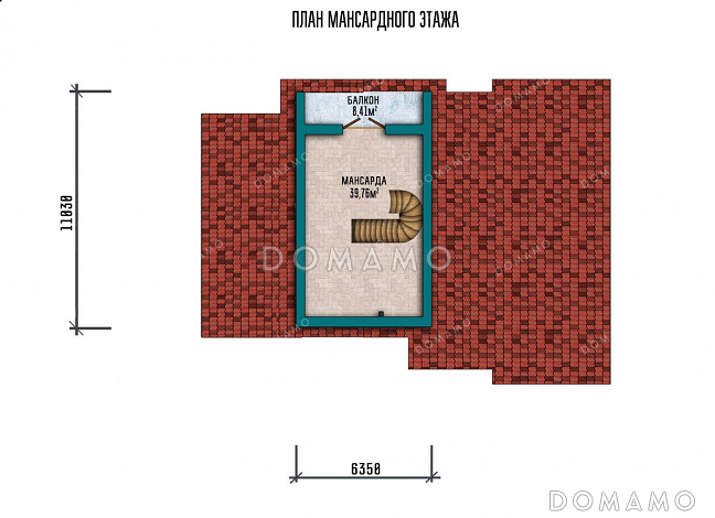 Проект двухэтажного дома с мансардой и гаражом / План мансардного этажа Проект двухэтажного дома с мансардой и гаражом / План мансардного этажа