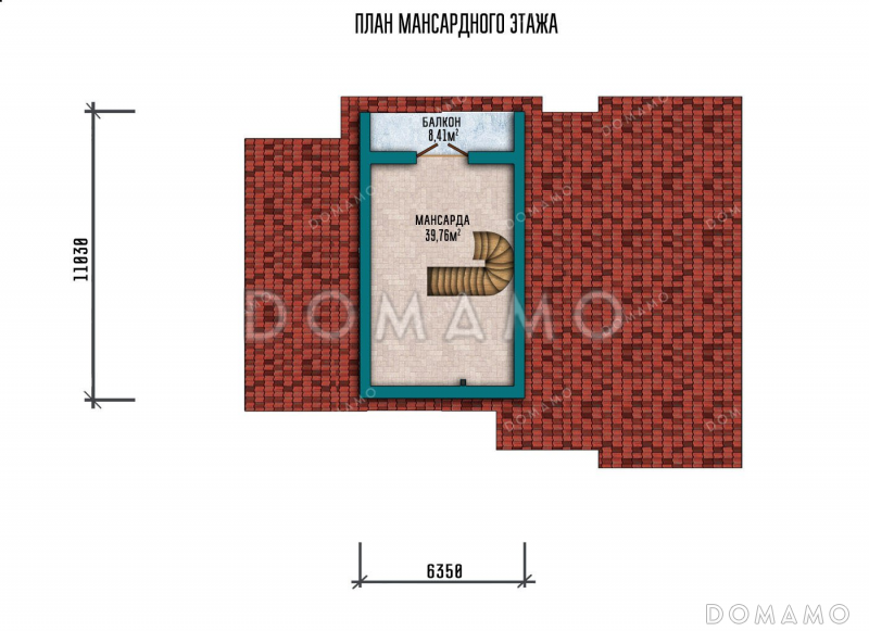 Проект двухэтажного дома с мансардой и гаражом / План мансардного этажа