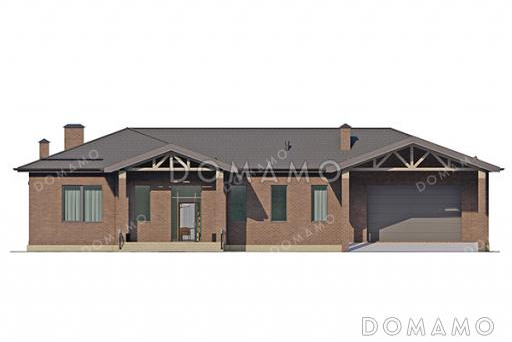 Проект дома с гаражом, навесом, подвалом, мастер-спальней и двумя детскими / Фасад 3