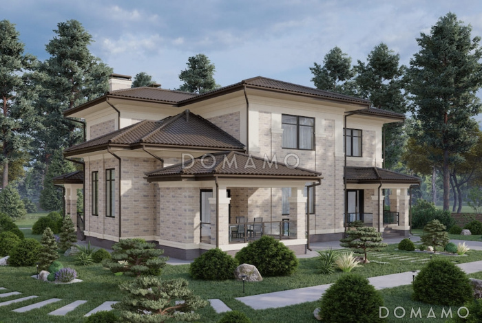 Проект большого дома с 5 спальнями, кабинетом и просторной гостиной Проект большого дома с 5 спальнями, кабинетом и просторной гостиной