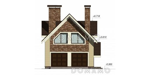 Проект дома с гаражом на два автомобиля / Фасад 1