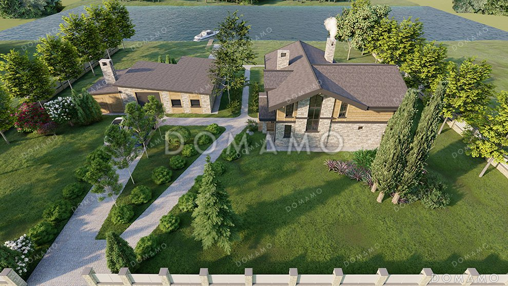 Проект двухэтажного дома с двумя террасами и балконом / 3