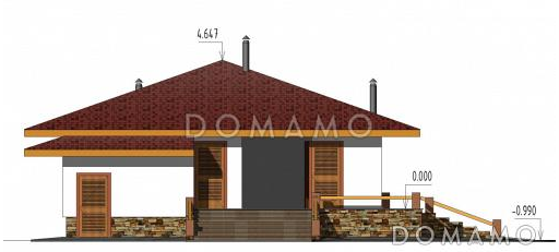 Проект бани с бассейном и террасой для отдыха / Фасад 4
