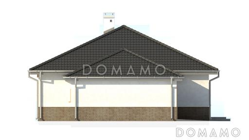 Проект одноэтажного дома из газобетона с тремя спальнями, угловым окном в кухне и гаражом / Фасад 4