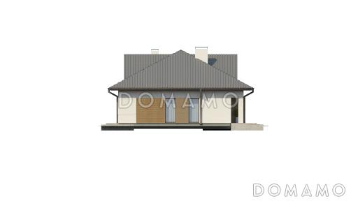 Проект одноэтажного дома из газобетона с тремя спальнями и треугольным окном на чердаке с изменениями в планировке / Фасад 3