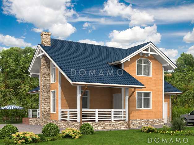 Проект каркасного дома с гаражом для одной машины