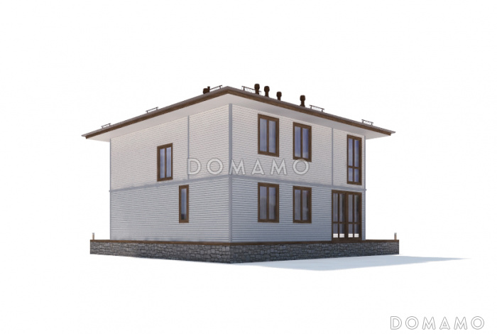 Проект  дома из клееного бруса с небольшим патио