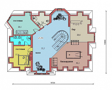 Проект двухэтажного дома с цоколем и мансардой, с сауной, бассейном и вторым светом  / План мансардного этажа Проект двухэтажного дома с цоколем и мансардой, с сауной, бассейном и вторым светом  / План мансардного этажа