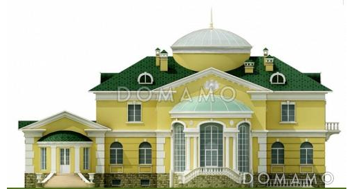 Проект двухэтажного особняка со львами у парадного входа / Фасад 2