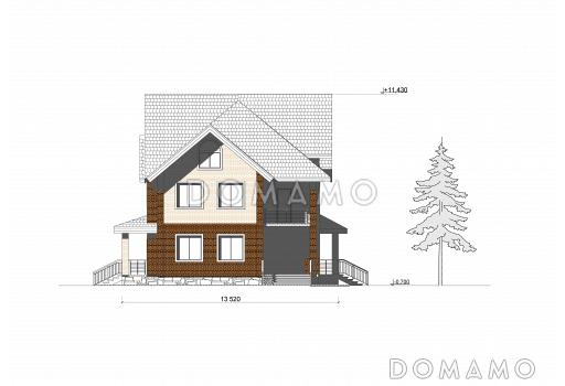 Проект коттеджа с большой гостиной / Фасад 2