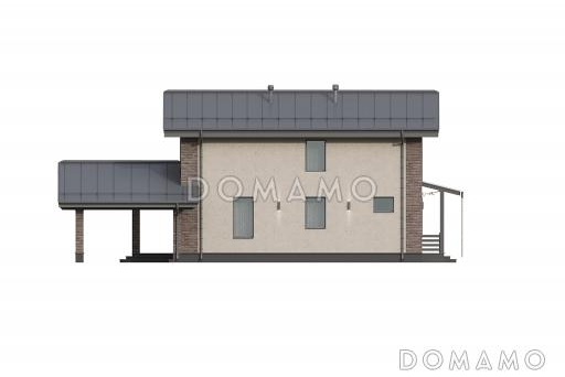 Проект кирпичного дома с мансардой, террасой барбекю и сауной / Фасад 2