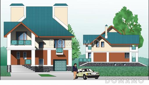 Проект дома из кирпича с сауной / Фасад 2