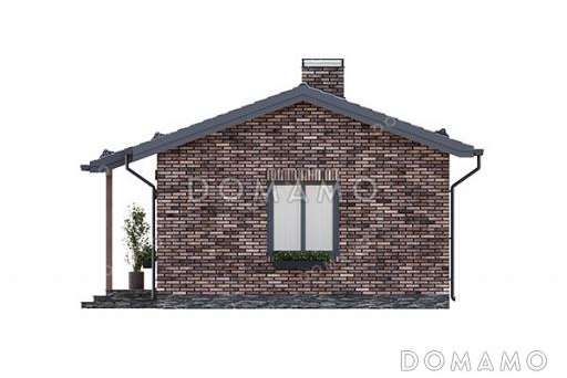 Проект компактной одноэтажной бани в классическом стиле с большой комнатой отдыха / Фасад 1