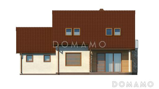 Проект одноэтажного дома из газобетона с жилым мансардным этажом и гаражом  / Фасад 2