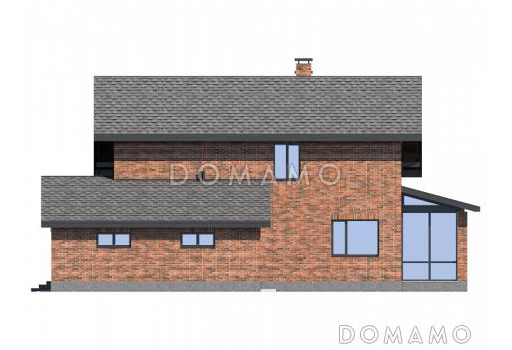 Проект дома с верандой, гаражом, хозяйской спальней / Фасад 2