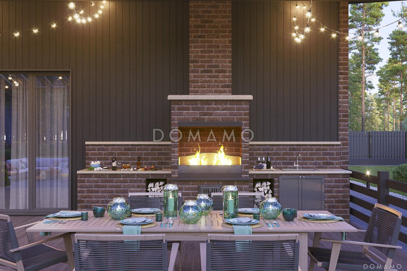 Проект мансардного дома из газобетона с террасой барбекю, автонавесом и сауной / 16