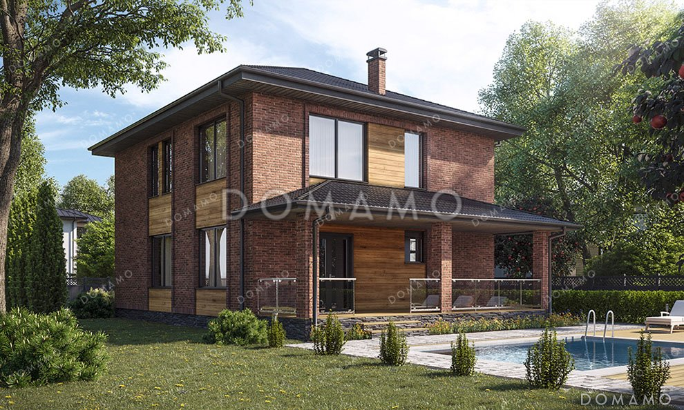 Проект двухэтажного дома с большой гостиной и террасой / 2