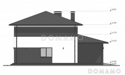 Проект стильного дома с гаражом на две машины S-216 / Фасад 4