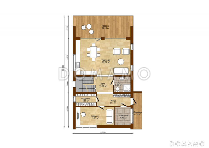 БАРНХАУС 215 / План 1 этажа