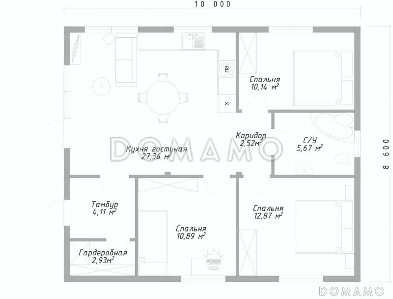 Минимализм / План 1 этажа Минимализм / План 1 этажа