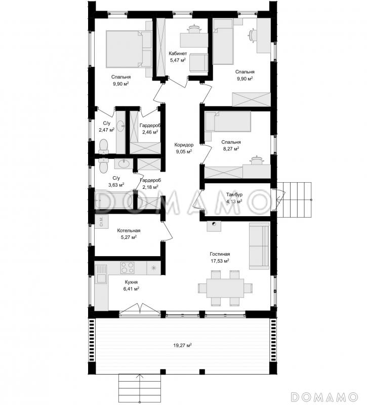 Барнхаус / План 1 этажа