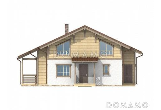 Проект каркасного дома с просторной угловой террасой / Фасад 3