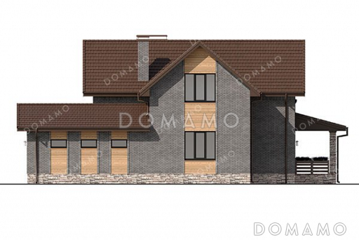 Проект дома с мансардой и большой террасой / Фасад 1