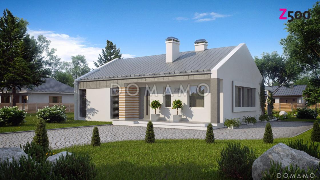 Проект одноэтажного дома из газобетона с современными элементами дизайна, с двумя спальнями и просторной дневной зоной / 2