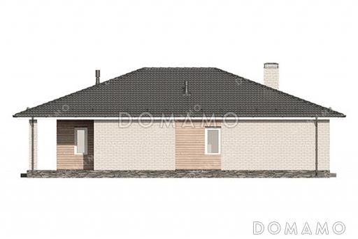 Проект одноэтажного дома со свободной планировкой дневной зоны, тремя спальнями и большой террасой / Фасад 2
