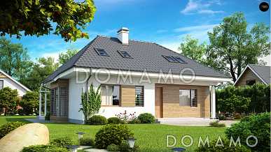 Проект одноэтажного мансардного дома из газобетона с дополнительной ночной зоной на первом этаже Проект одноэтажного мансардного дома из газобетона с дополнительной ночной зоной на первом этаже