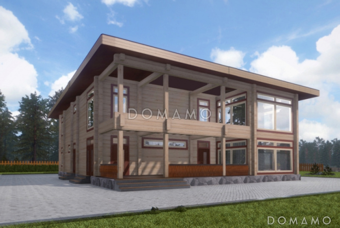 Проект дома из клееного бруса с большими окнами Проект дома из клееного бруса с большими окнами