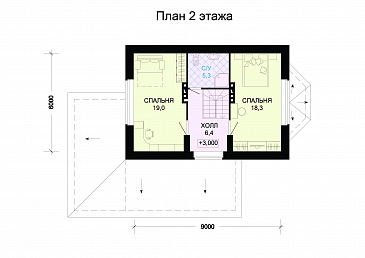 Проект кирпичного дома с верандой / План мансардного этажа Проект кирпичного дома с верандой / План мансардного этажа