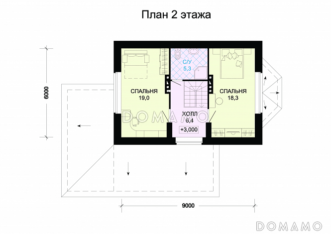 Проект кирпичного дома с верандой / План мансардного этажа Проект кирпичного дома с верандой / План мансардного этажа