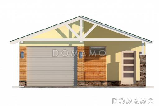 Проект гаража с навесом и подсобным помещением / вариант с желтой облицовкой