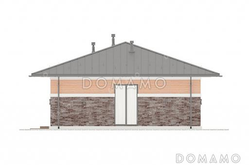 Проект одноэтажного дома с окнами в пол, тремя спальнями и выходом из гостиной в сад / Фасад 4