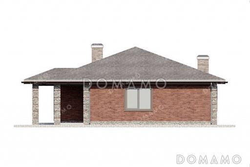 Проект одноэтажного дома с террасой и крыльцом с колоннами / Фасад 1