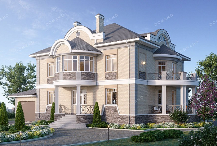 Проект дома с мансардой и гаражом на два авто