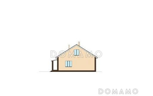 Проект дома с крытым крыльцом, изолированной кухней, тремя спальнями и санузлом с окном / Фасад 1