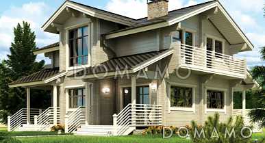 Проект дома из клееного бруса с симметричной планировкой второго этажа 