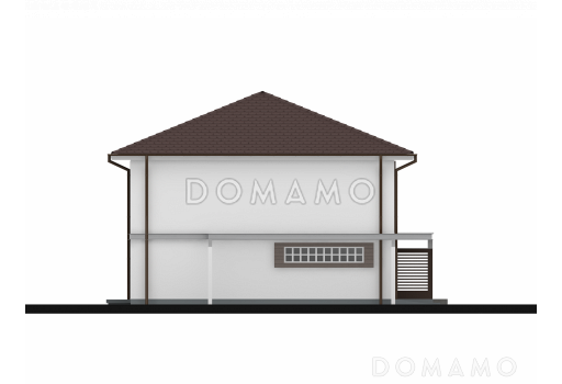 Проект простого комфортного двухэтажного дома из газобетона с тремя спальнями, вторым светом и гаражом / Фасад 3