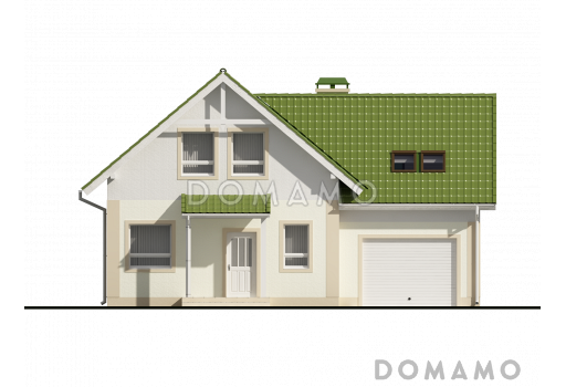 Проект классического одноэтажного мансардного дома из кирпича с четырьмя спальнями и гаражом / Фасад 1
