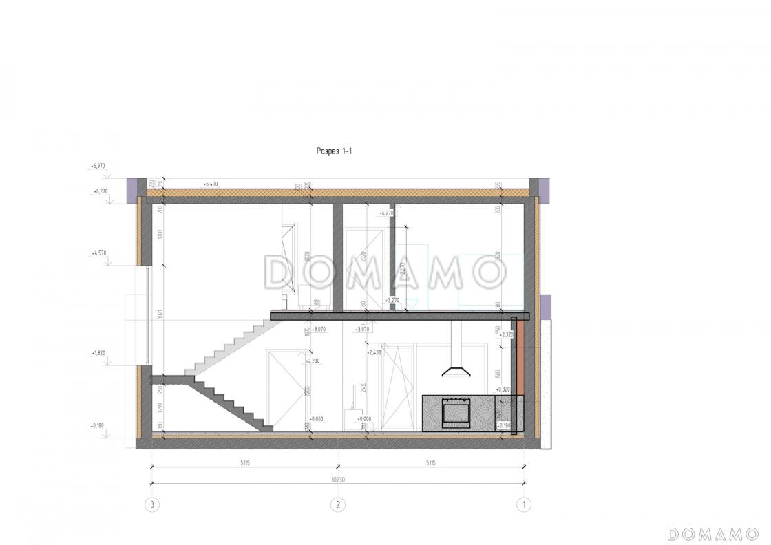 Проект двухэтажного дома с панорамными окнами, кабинетом, 3 спальнями, кухней-гостиной / 5