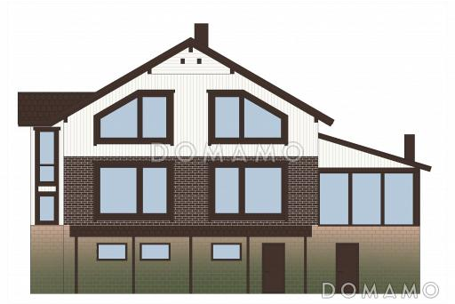 Проект дома из газобетона с цокольным этажом и небольшим бассейном / Фасад 2