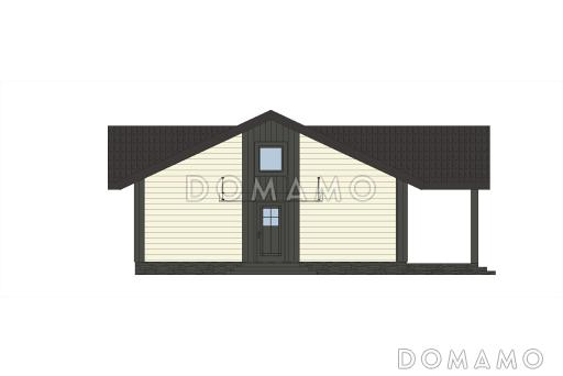 Проект скандинавского дома из газобетона с большой гостиной, крытой террасой и двумя спальнями / Фасад 4