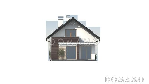 Проект аккуратного одноэтажного мансардного дома из газобетона для узкого участка / Фасад 3